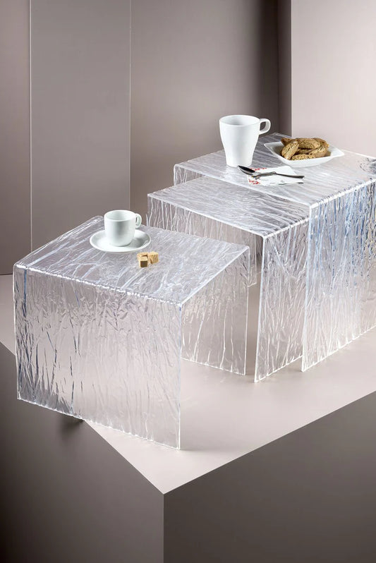 Set 3 tavolini Las Vegas ghiacciato - Linee Living Home