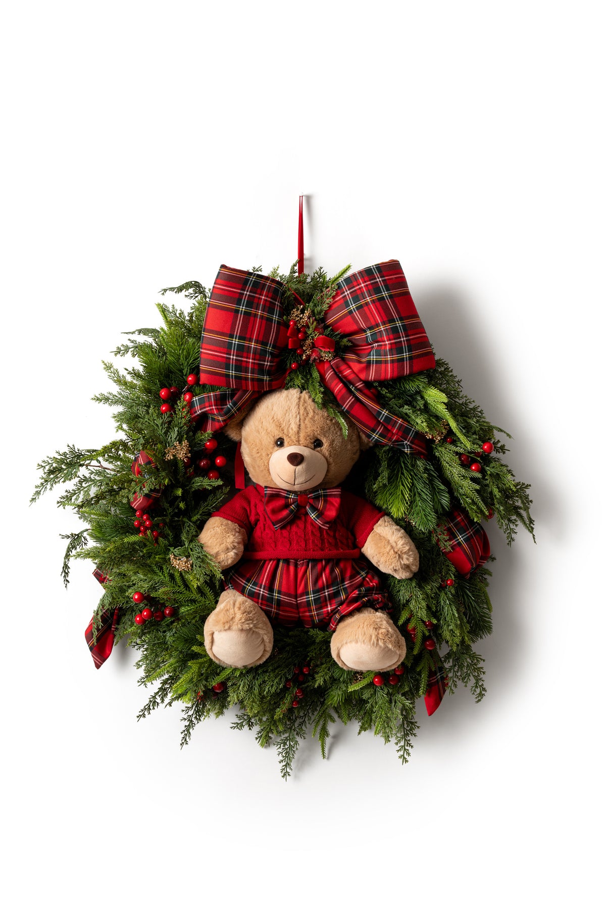 Ghirlanda teddy con decorazione natalizia - Fiori di Lena