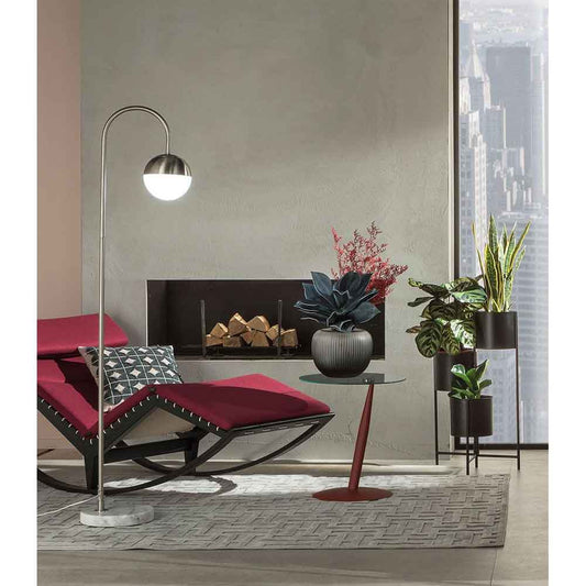 Lampada da terra in metallo, marmo e vetro - L'Oca Nera