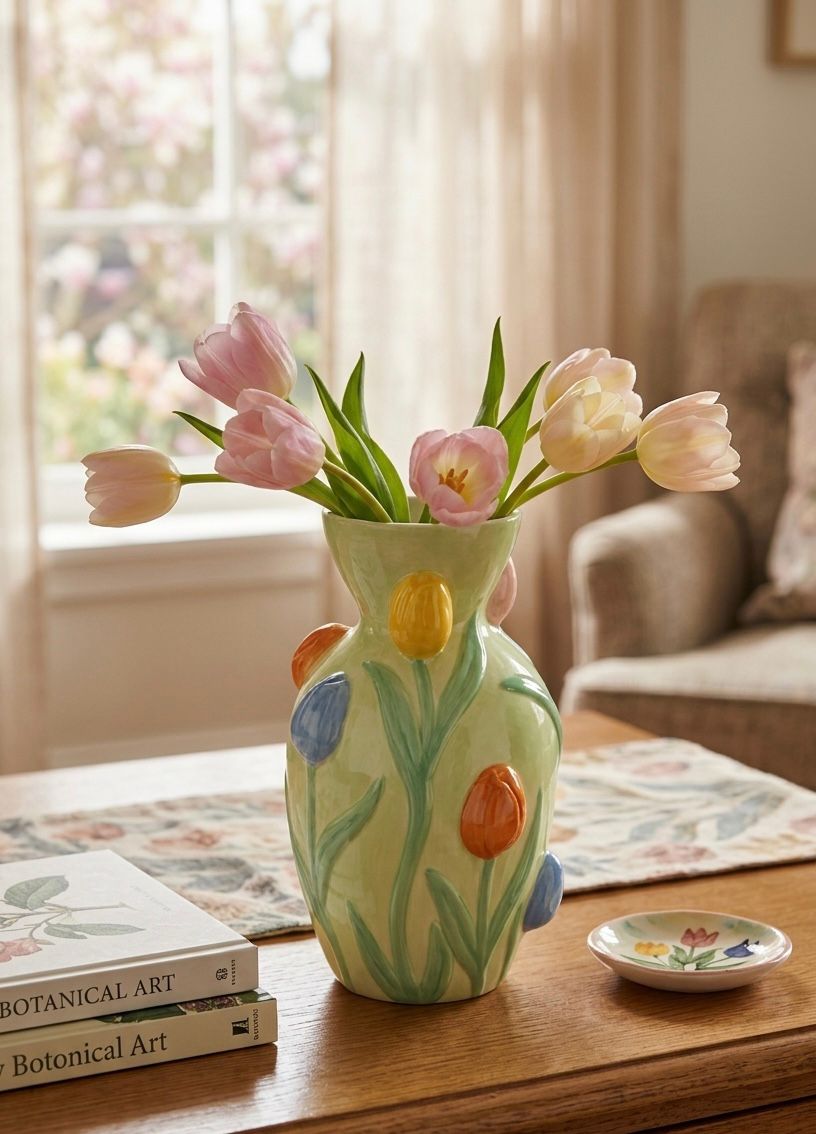 Vaso verde tulipani 3d - Fade Maison