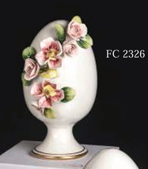 Uovo decorativo fiori rosa - Dea Capodimonte