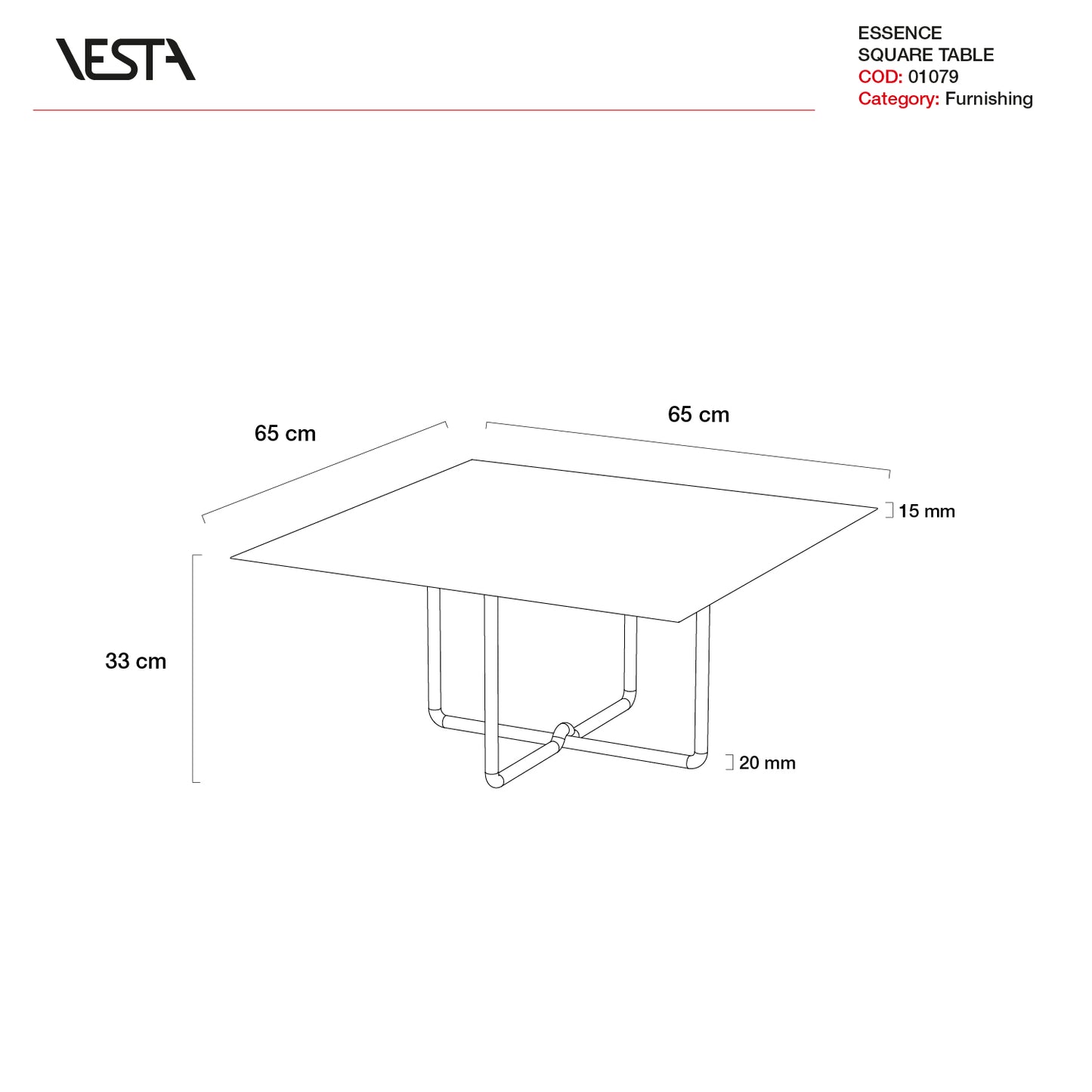 TAVOLINO SVASATO ESSENCE QUADRATO | VESTA