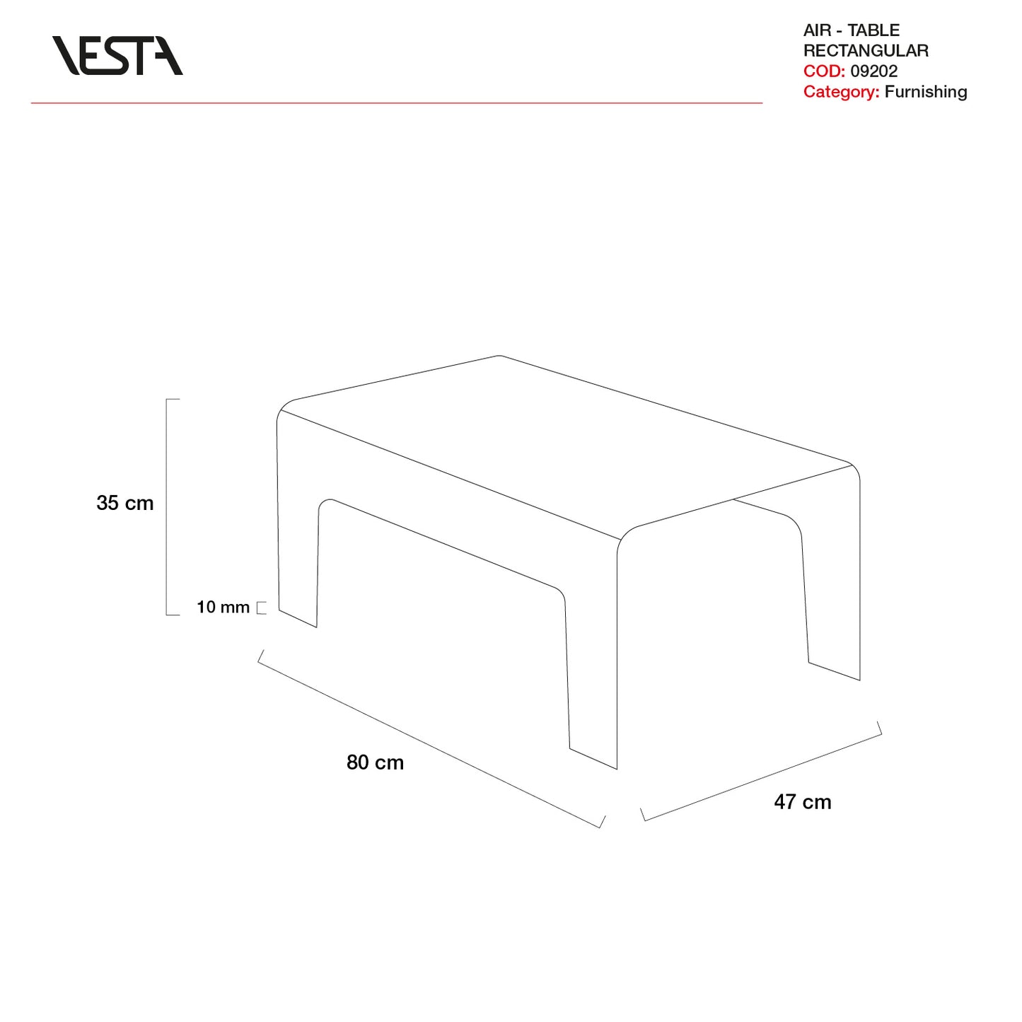 TAVOLINO RETTANGOLARE AIR | VESTA