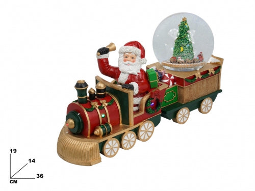 Treno natalizio con babbo natale e ampolla