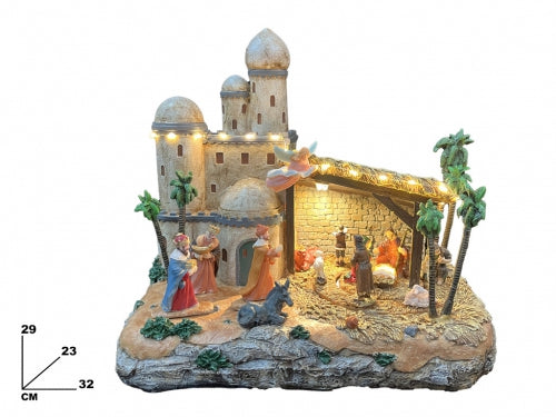Presepe natalizio con chiesa