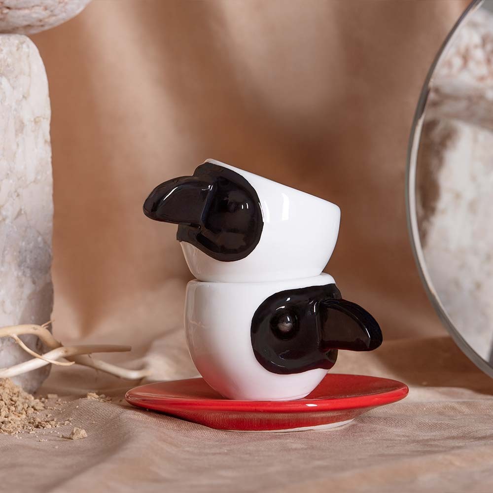 Coppia di Tazzine da caffè Pulcinella