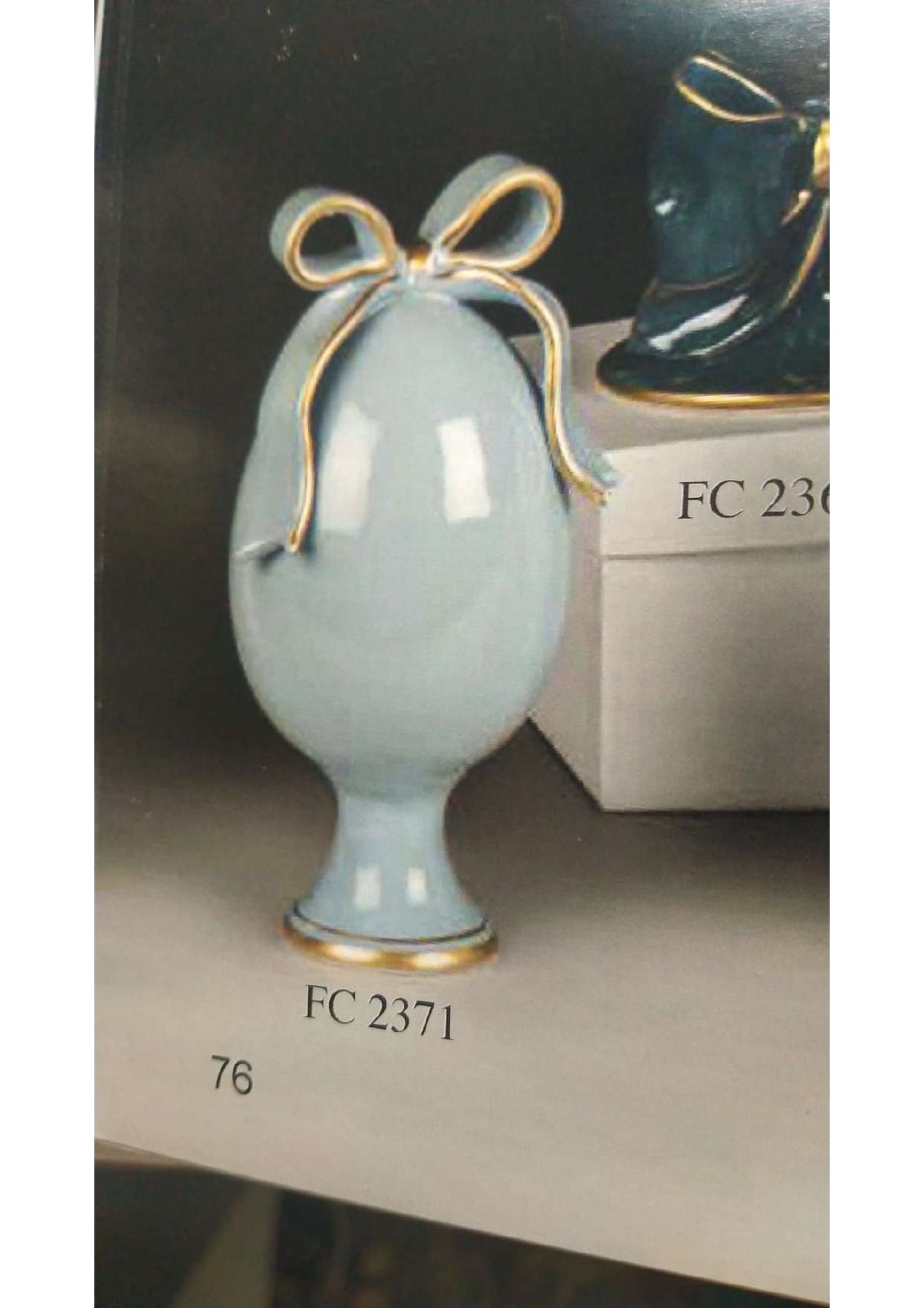 Uovo pasquale con fiocco polvere - Dea Capodimonte