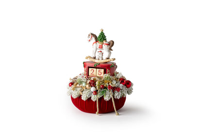Pouf calendario dell'avvento con decorazione natalizia e cavallo - Fiori di Lena