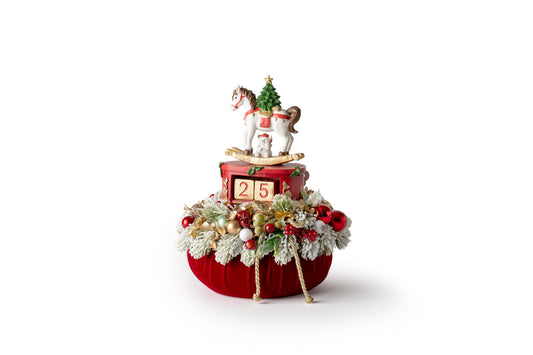 Pouf calendario dell'avvento con decorazione natalizia e cavallo - Fiori di Lena