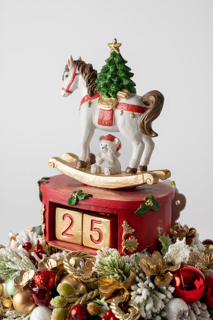 Pouf calendario dell'avvento con decorazione natalizia e cavallo - Fiori di Lena