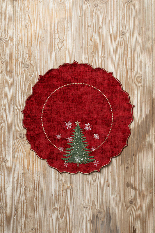 Sottopiatto rotondo con decoro albero - Fiori di Lena