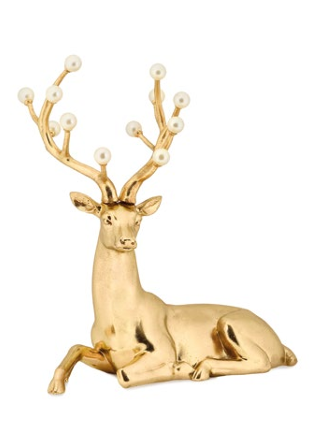 Scultura renna gold deer seduta - Fade Maison