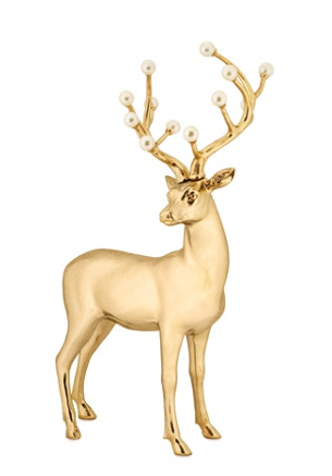 Scultura renna gold deer alzata - Fade Maison