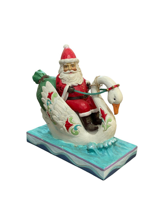 Babbo natale su slitta cigno