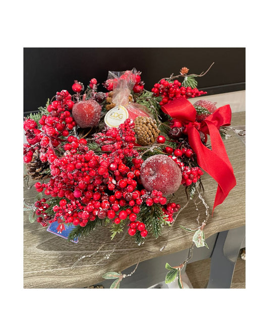 Centrotavola rosso con alzatina e candela - Edg