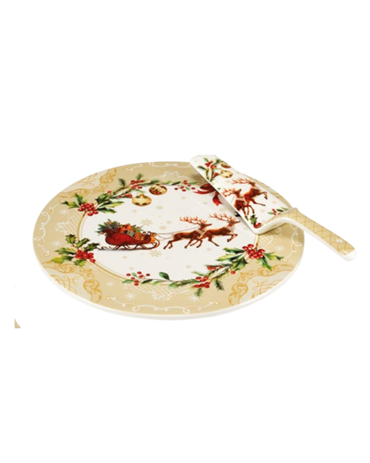 Agrifoglio piatto torta con pala cm30 - Fade Maison