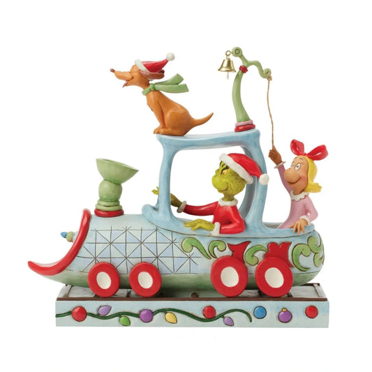 Scultura grinch sul trenino con amici - Jim Shore