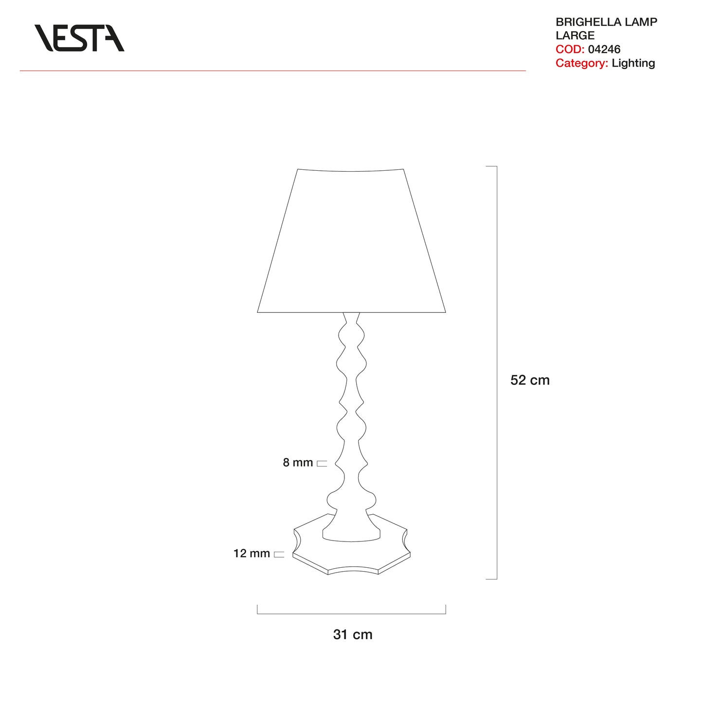 LAMPADA DA TAVOLO GRANDE BRIGHELLA | VESTA