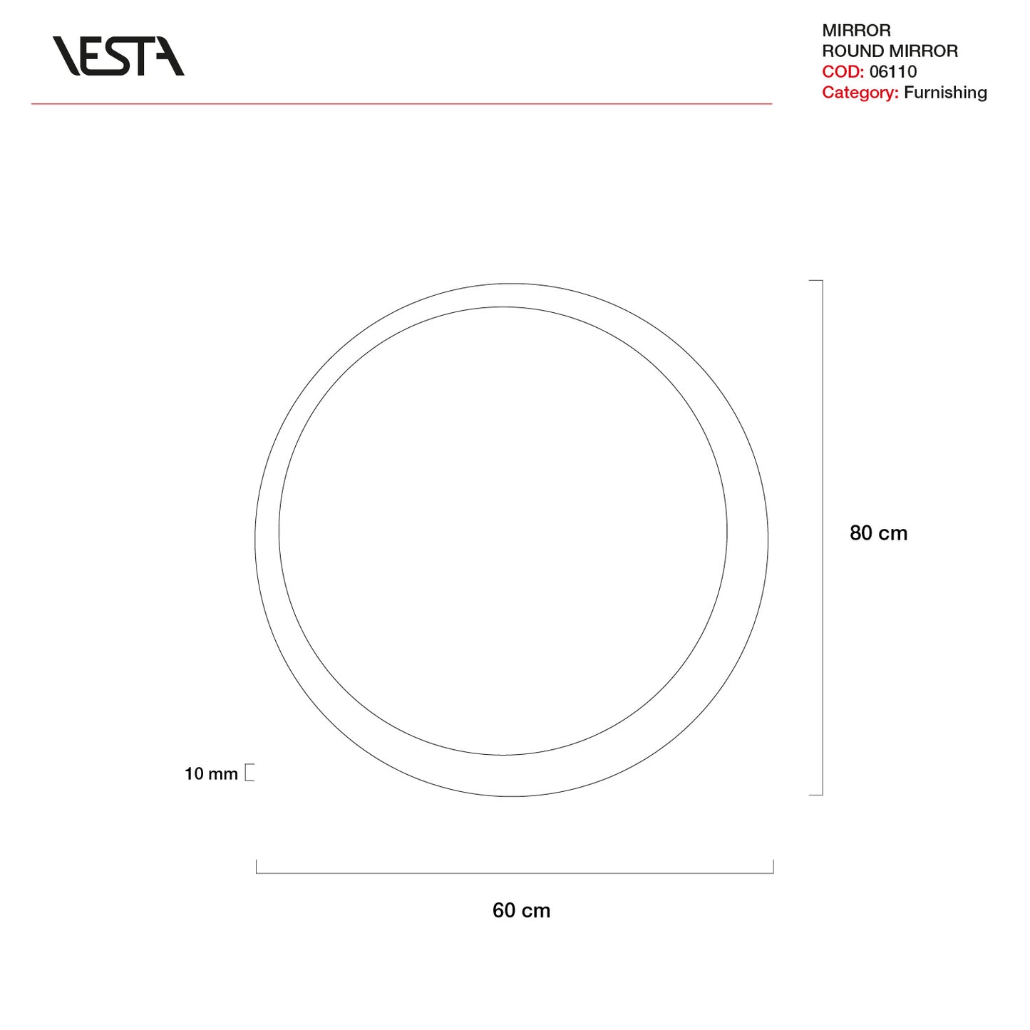 ROUND MIRROR LUMINOSO | VESTA