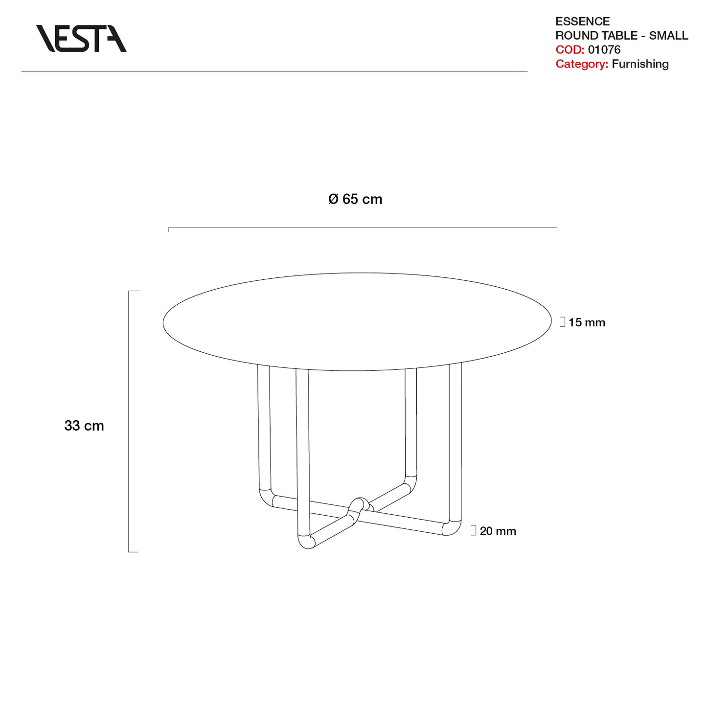 TAVOLINO SVASATO ESSENCE TONDO D650 | VESTA