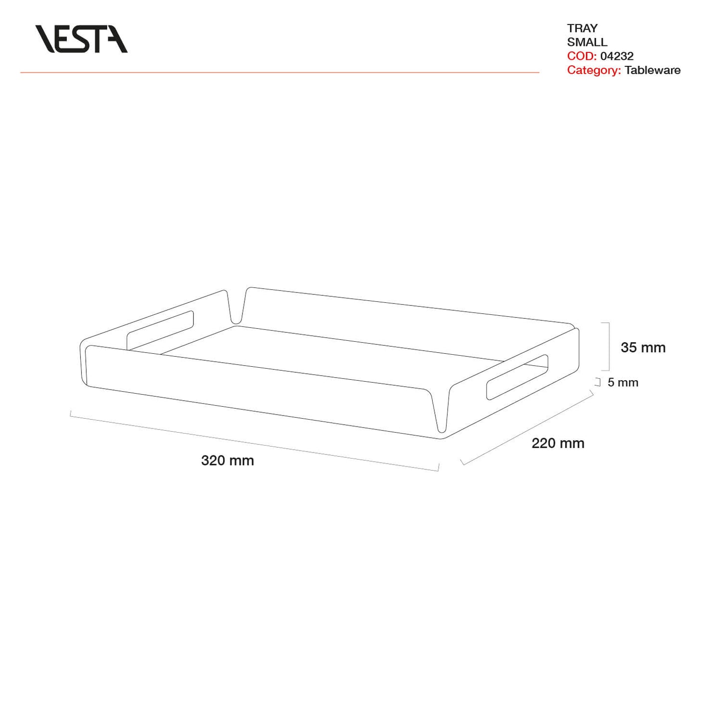 VASSOIO RETTANGOLARE PICCOLO DECOR | VESTA